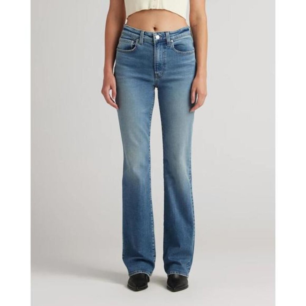 Edwin Lark mid-rise bootcut jeans Flashback medium blue wash fading women new 27